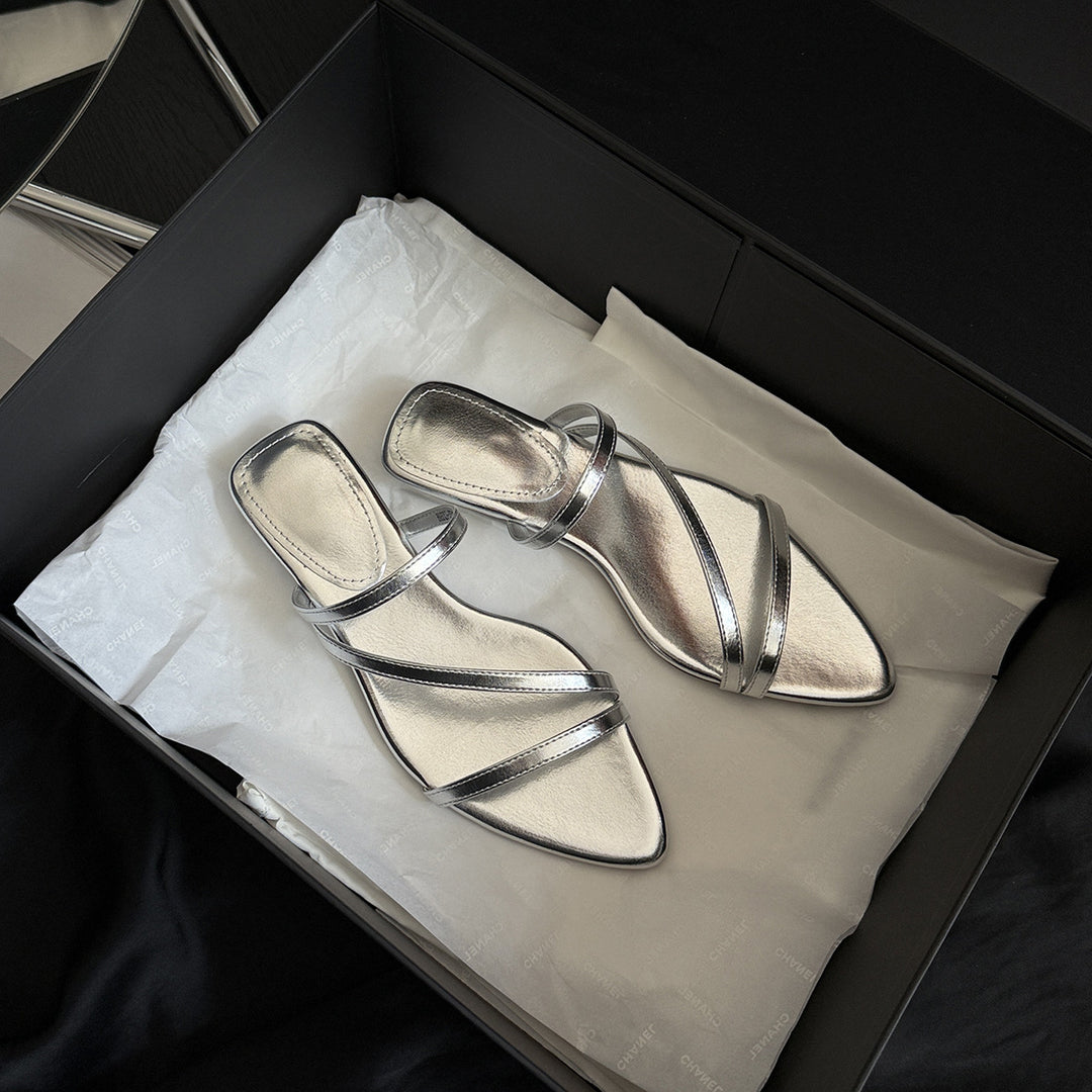 Femme Elegante Spidse Tæer Slide Sandaler Stilla