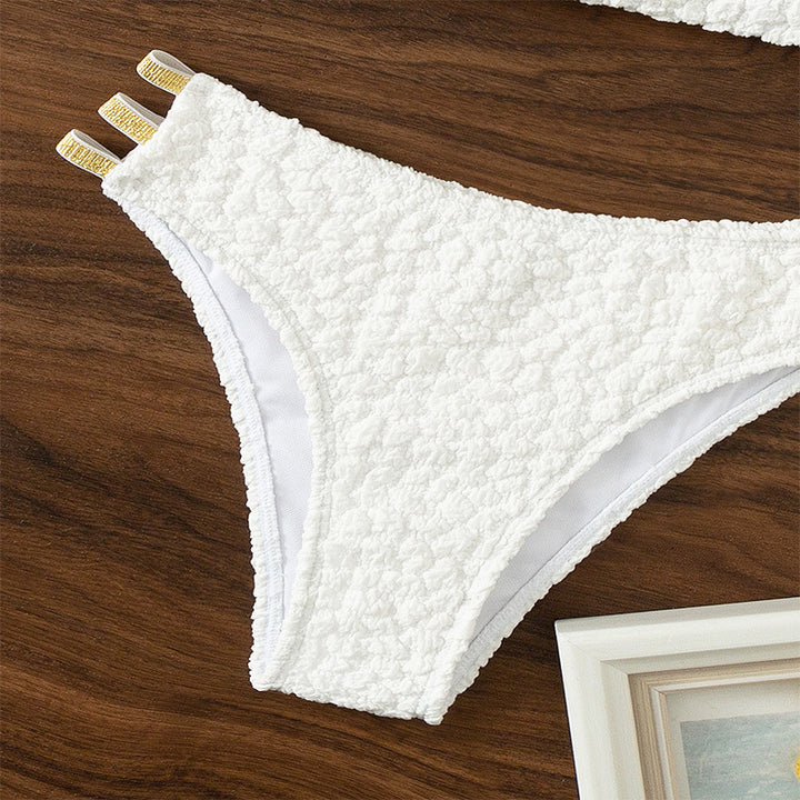 Dame Bandeau-bikini med moderigtige krystalmønstre og elegante dekorationer Skovae
