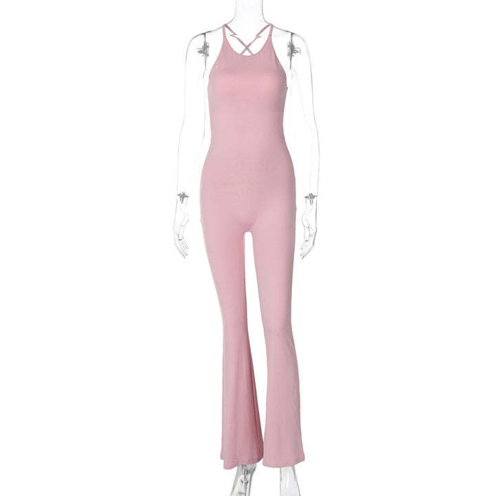 Dame Elegant Flared-jumpsuit med justerbare stropper og flot rygudskæring Stilla