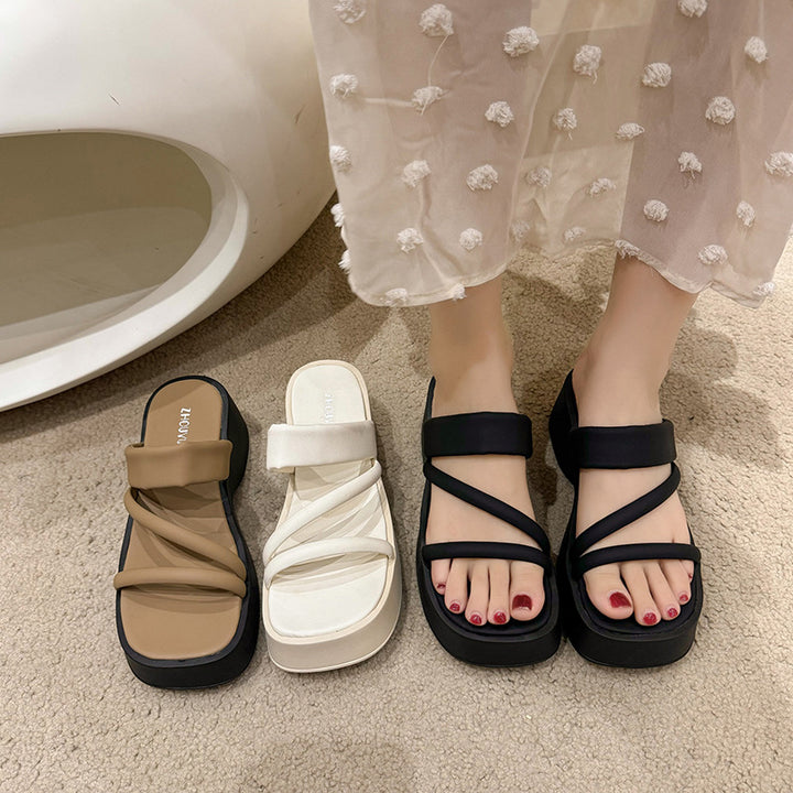 Dame Plateau-sandaler med brede remme og ergonomisk fodseng Stilla