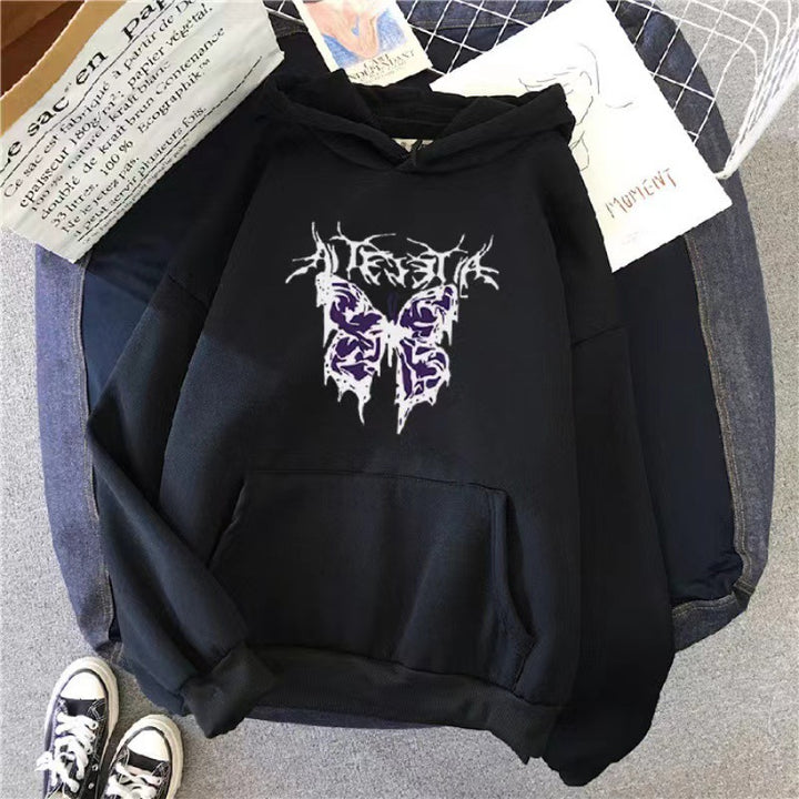 Kvinder's Hoodie med Kunstnerisk Sommerfugl Design Skovae