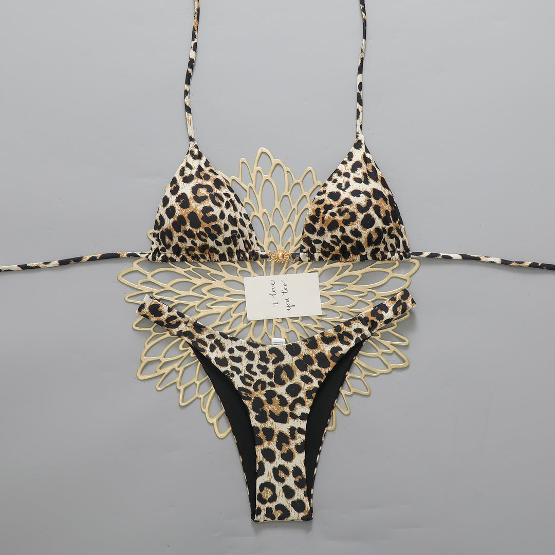 Dame Designer-biki med leopardmønster og raffinerede detaljer Skovae