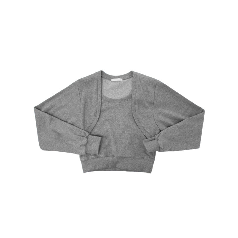 Dame cropped sweatshirt jakke med bløde ærmer Stilla