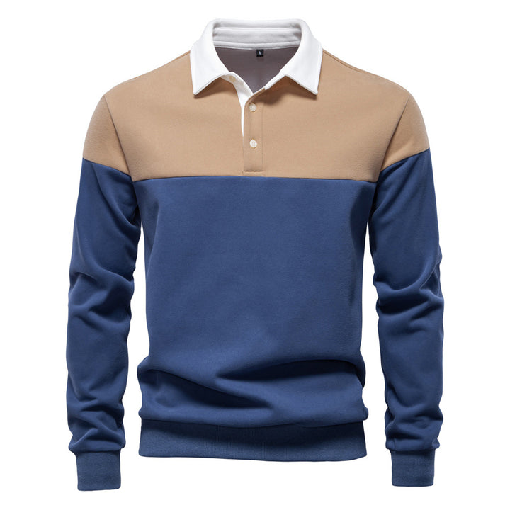 Herrer Polo-sweater med moderne farveblokdesign og sportiv krave Stilla