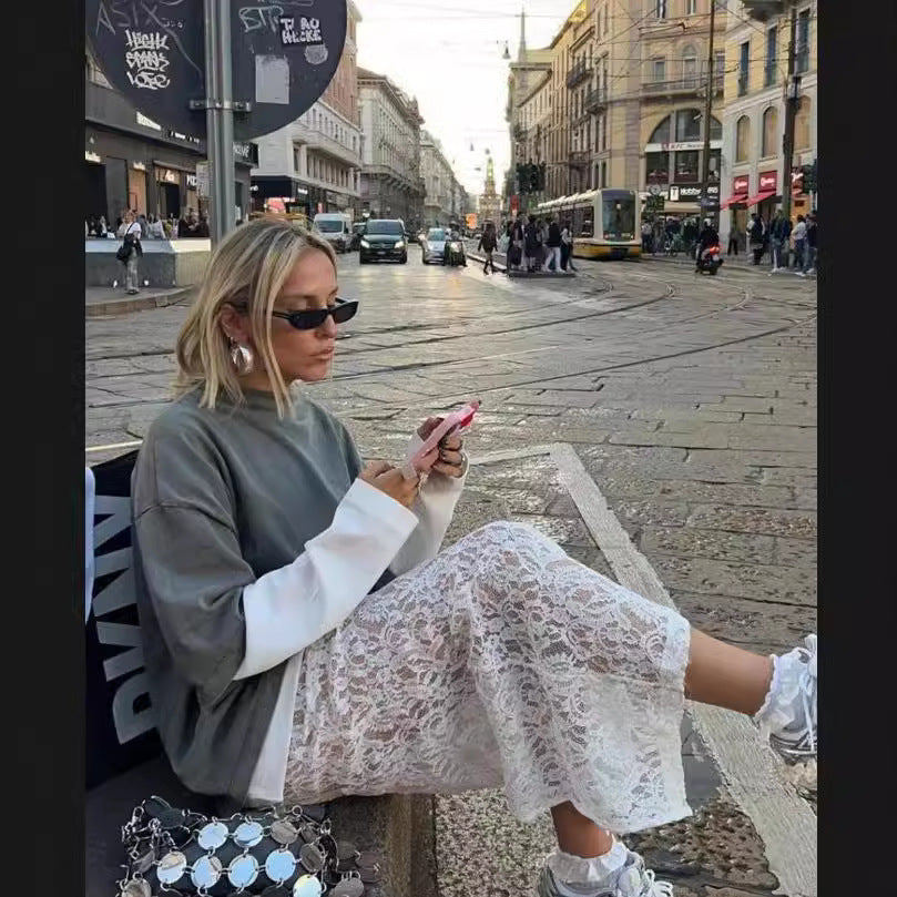 Dame Streetwear-top med kontrasterende ærmer og eksklusiv snit Stilla