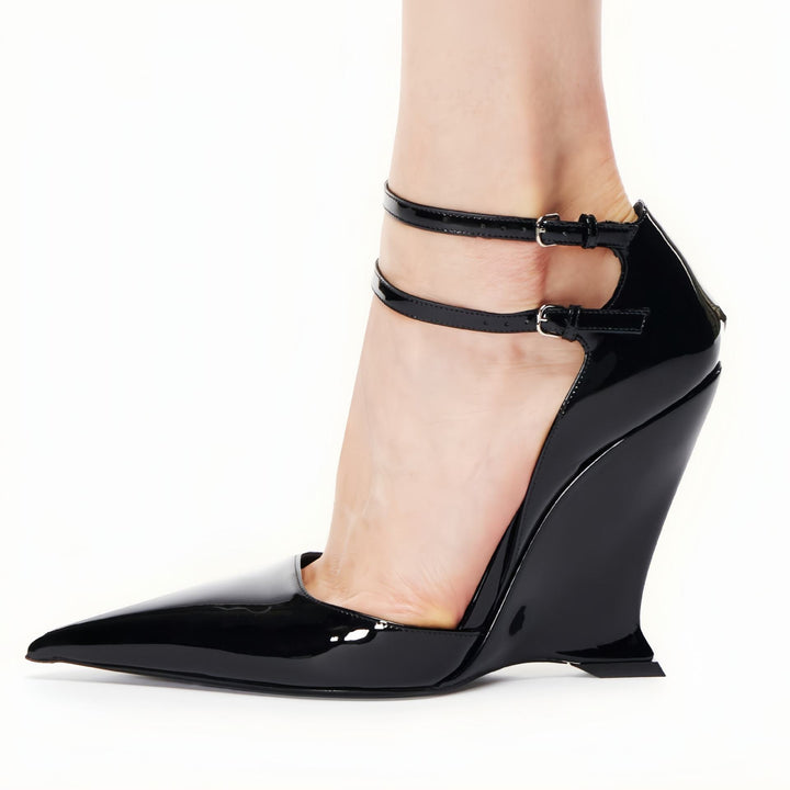 Femme Elegante Syntetisk Skindsål Wedge Pumps Stilla