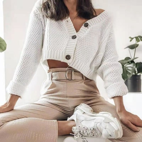 Kvinders cropped cardigan med knapdetaljer Stilla