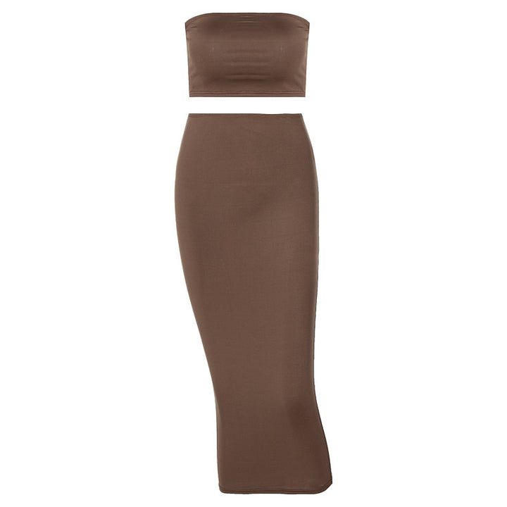 Dame Crop-Top og Midi-Nederdel Sæt med figursyet Design Stilla