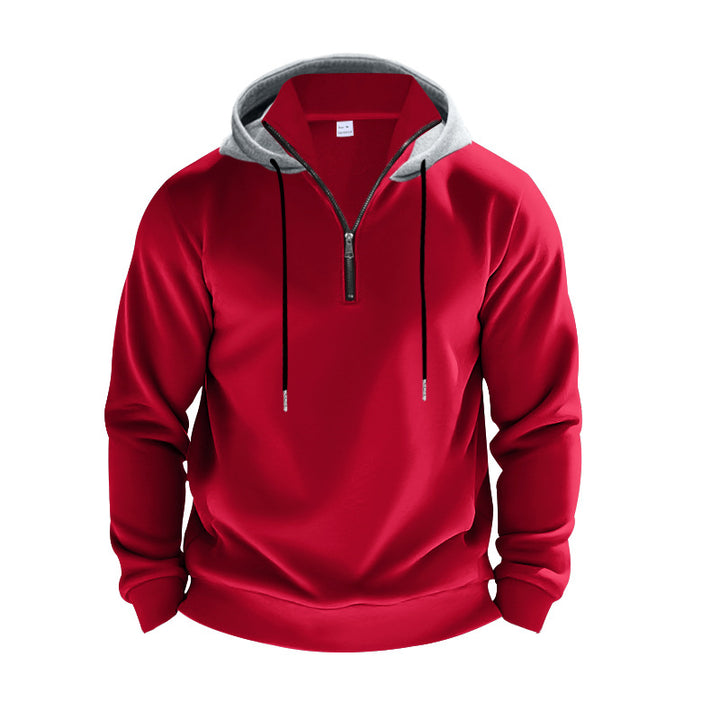 Herrer sweatshirt med halv zip og dekorativ hætte Stilla