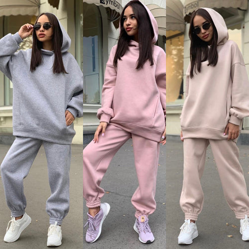 Kvinders komfortable hoodie og jogger sæt Skovae