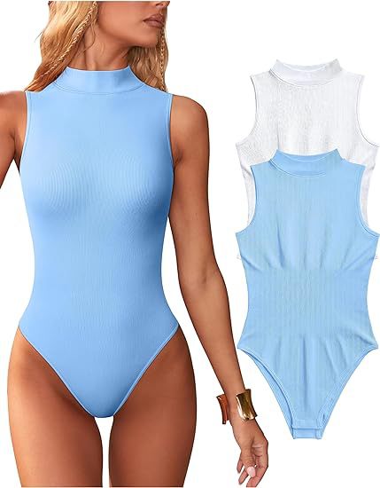 Dame bodysuit med elegant ståkrave og struktureret overflade Stilla
