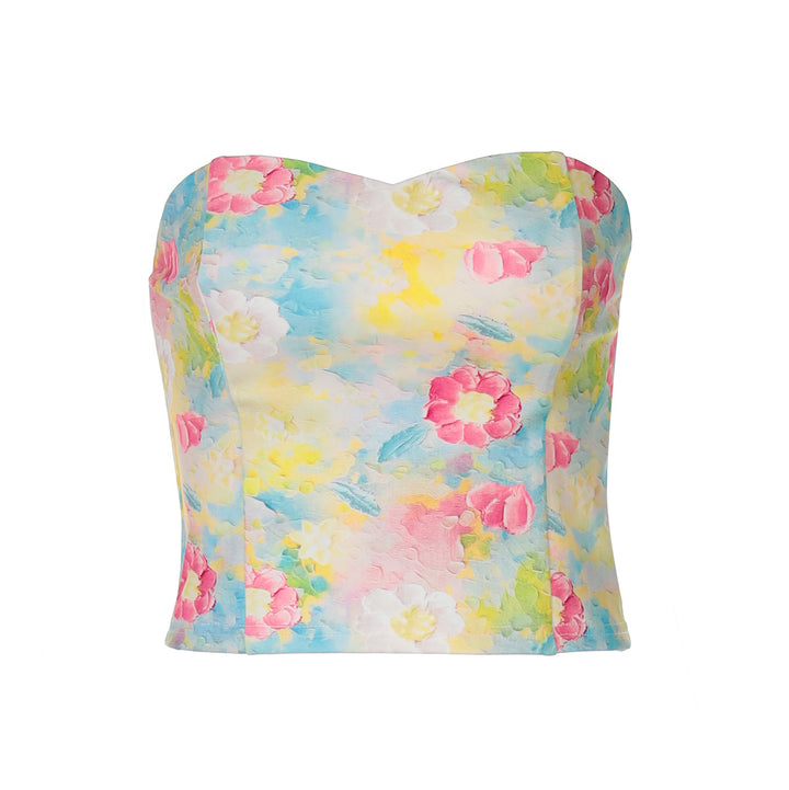 Dame Elegant Bustier-top med floral design og smal pasform Stilla