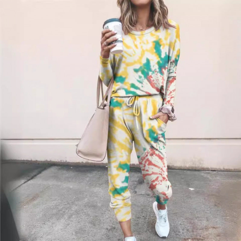 Femme Langærmet Tie-Dye Lounge Sæt Stilla