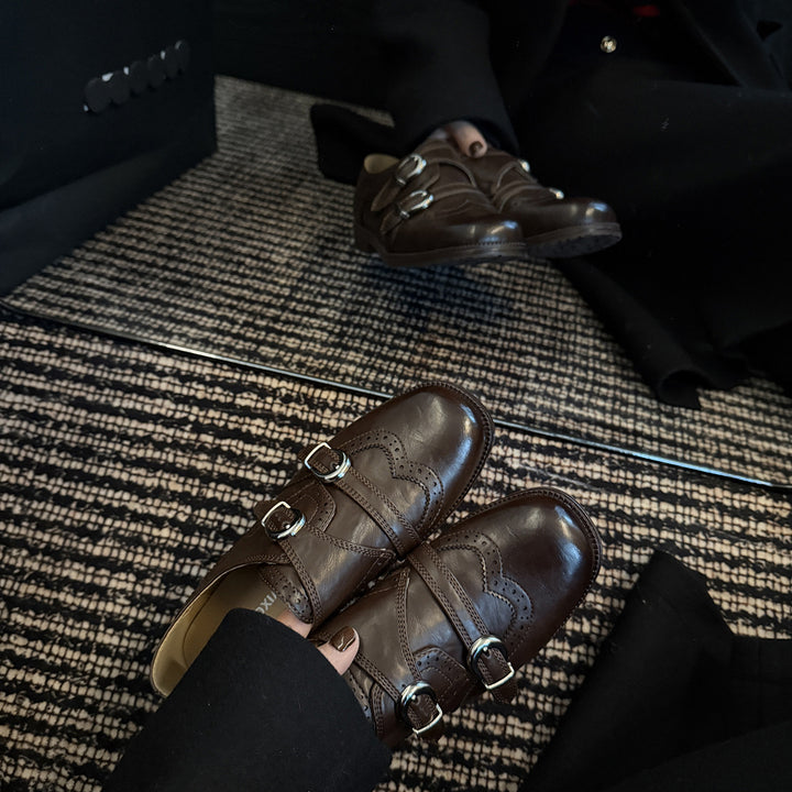 Femme Stilfulde Dobbelt-Spænde Loafers Stilla