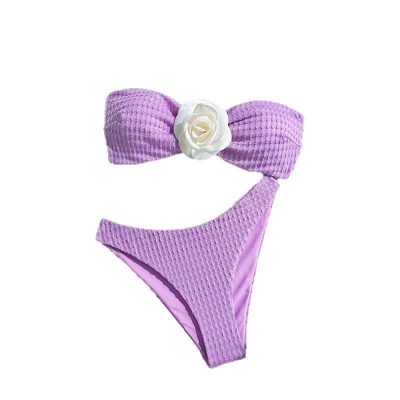 Dame Bandeau-Bikini med blomsterdetalje Skovae
