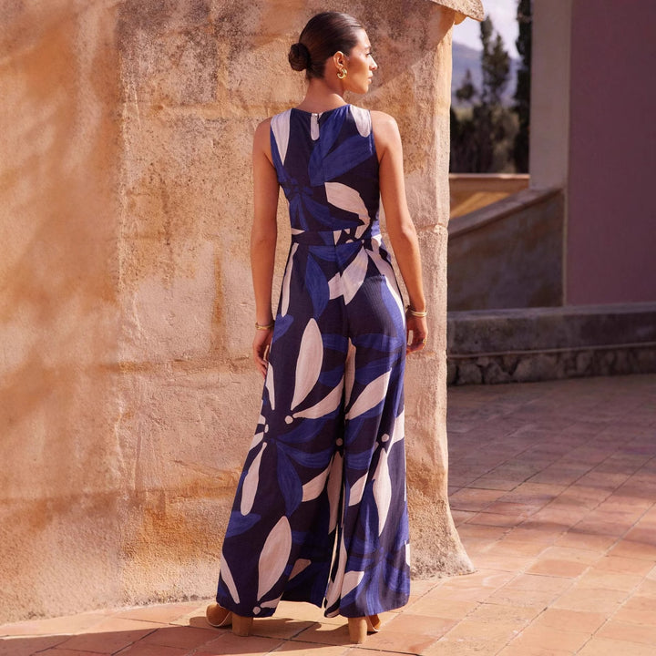 Women's Floral Maxi Dress with Tie Belt and Elegant Cut Stilla