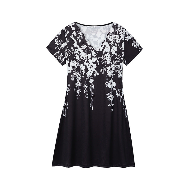 Dame Floral Print Kortærmet Kjole Stilla