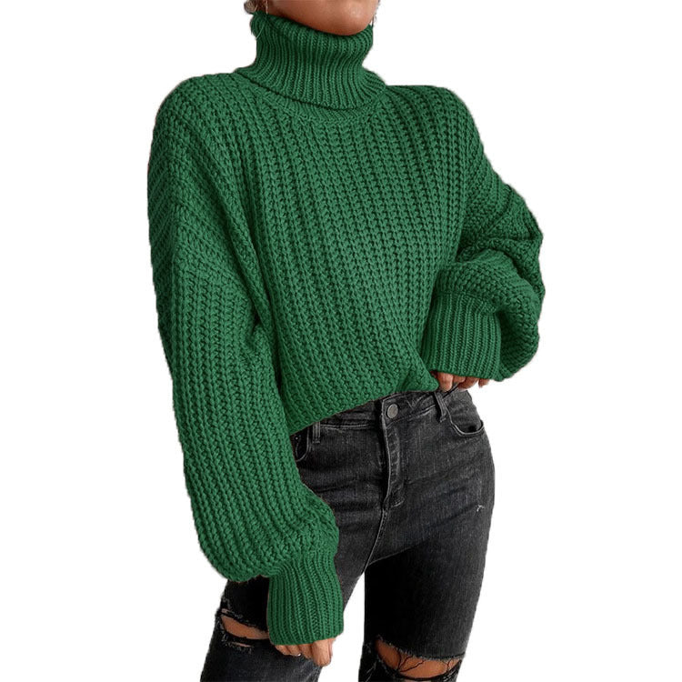 Dame hyggelig rullekravesweater lavet af blødt strik Stilla