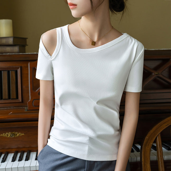 Damer moderne kortærmet skjorte i trendy off-shoulder-design Stilla