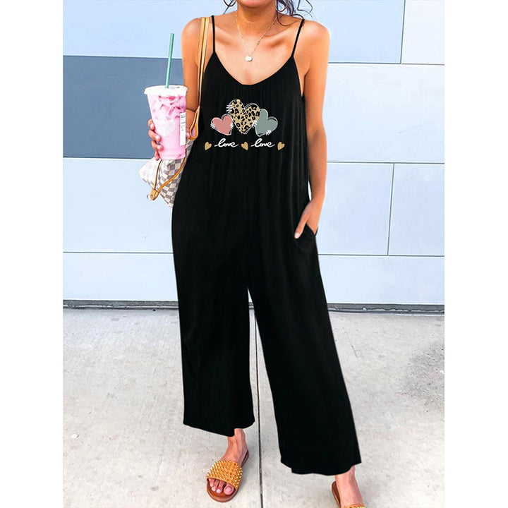 Dame jumpsuit med moderne hjerte-motiv og bred pasform Stilla