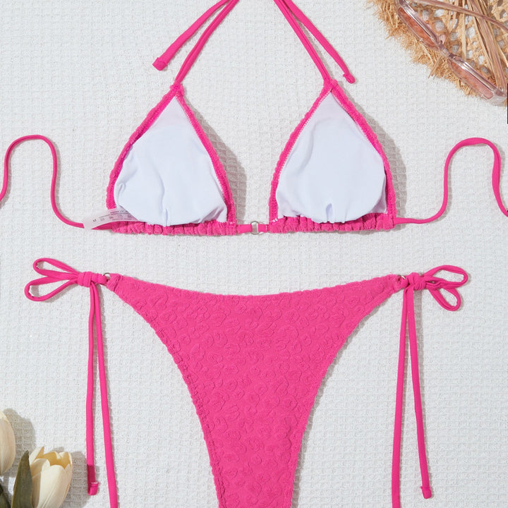 Dame Triangle Textureret Bikini Sæt Stilla