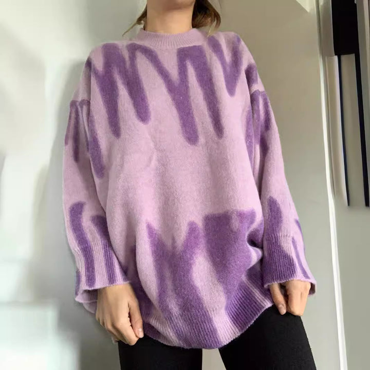 Damer Løs sweater med unik farvegradient og bred pasform Stilla