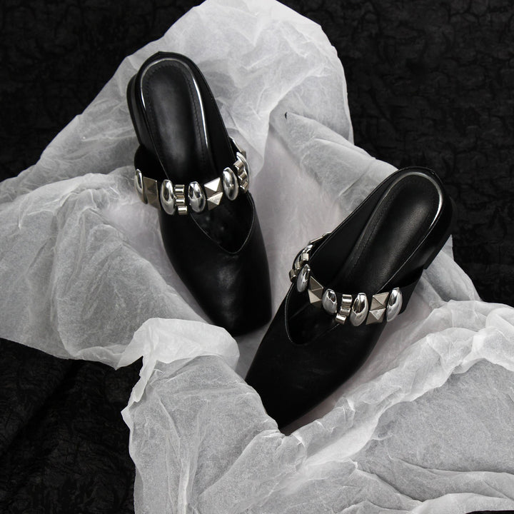 Dame Elegante Slip-On Mules med Metallic-detaljer Stilla