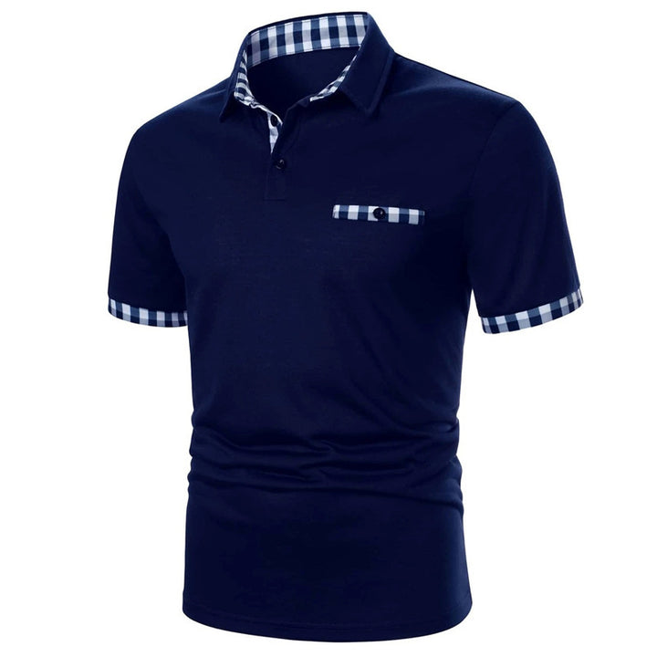 Herrer Poloshirt med stilfulde ternede detaljer og innovativ krave Stilla