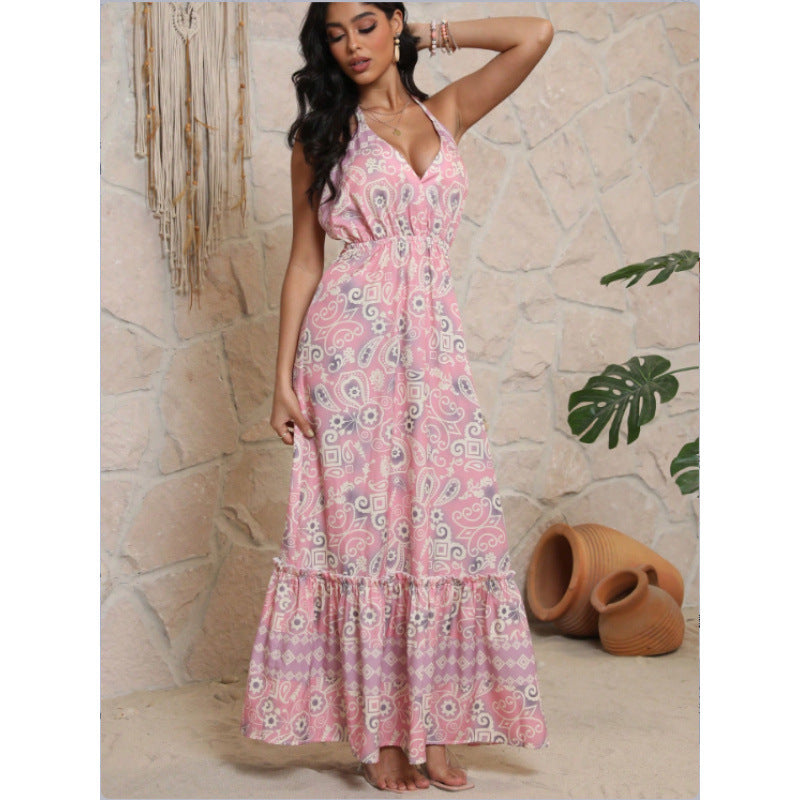 Dame Maxi Kjole med Bohemian Tryk Stilla