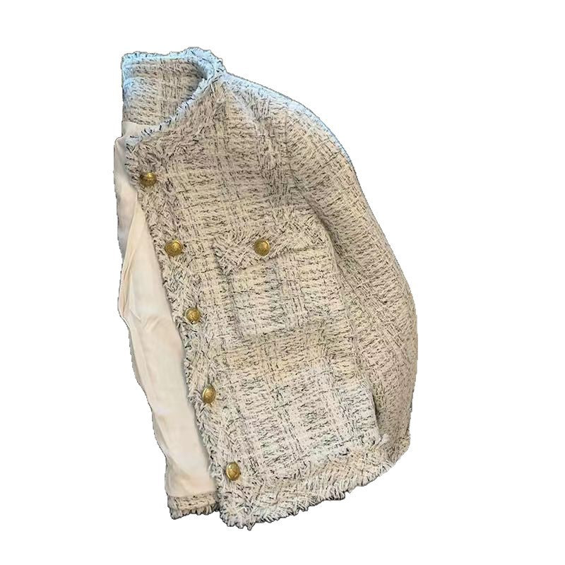 Kvinders elegante tweedjakke med guldknapper Stilla