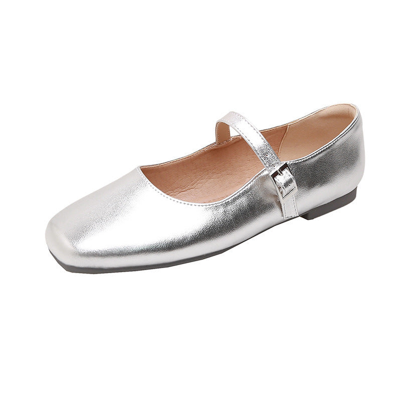 Dame Klassiske Quadratåede Mary Jane Ballerinas med justerbar rem Stilla