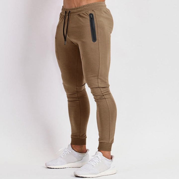 Herrer Slim Fit Joggingbukser med lynlåslommer og elastisk liv Stilla