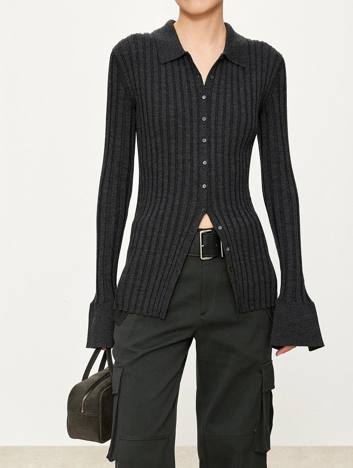 Kvinders ribstrikkede skjorter med slim fit Stilla