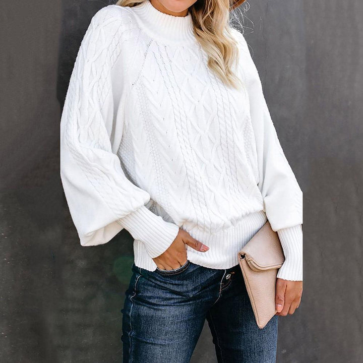 Dame strikpullover med høj hals og struktureret design Stilla