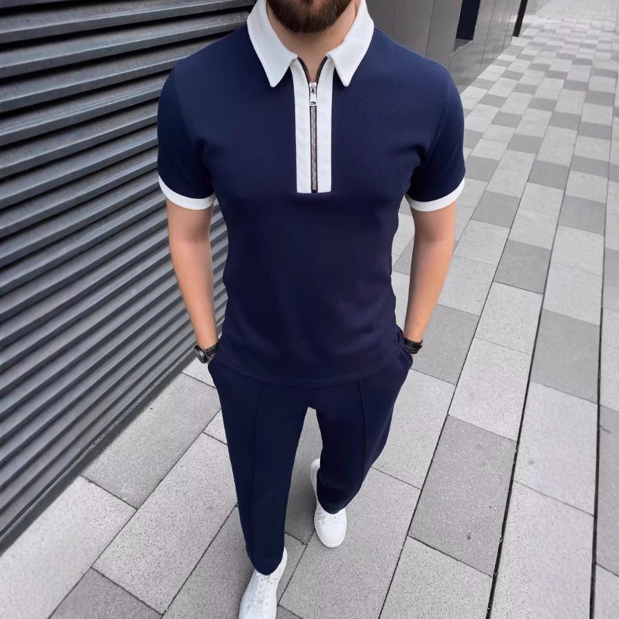 Herrer polo t-shirt med moderne lynlås og stilfuld krave Stilla