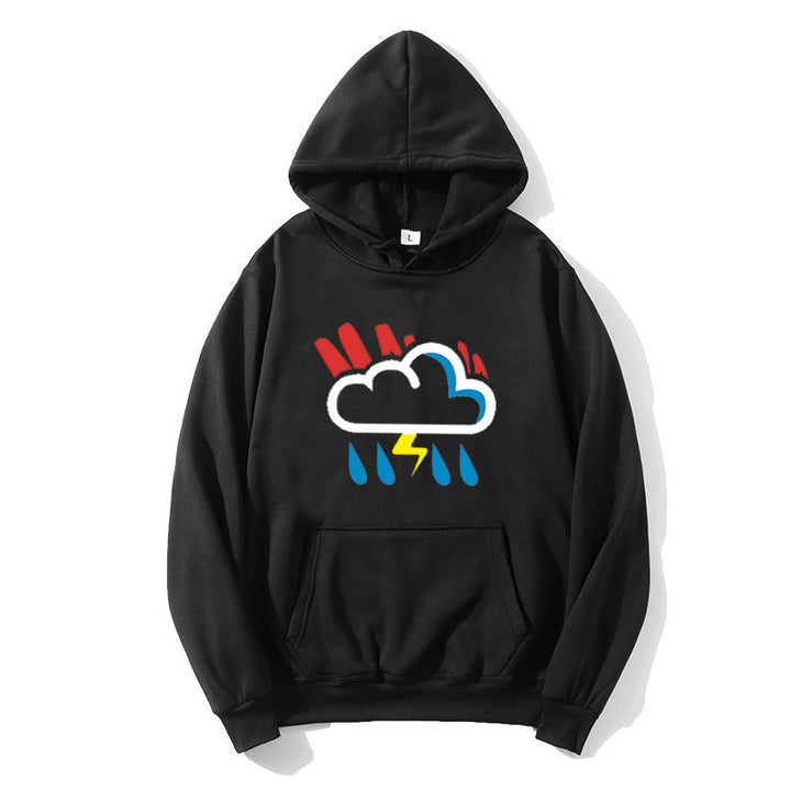 Damehoodie med muntert vejrmotiv Skovae