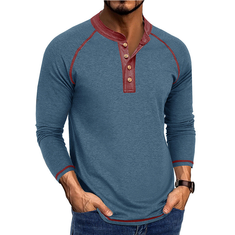 Herrer Langærmet Henley T-shirt med stilfulde knapdetaljer og åndbart materiale Stilla