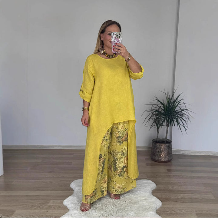 Dame Relaxed Fit Linned Tunika Top Stilla