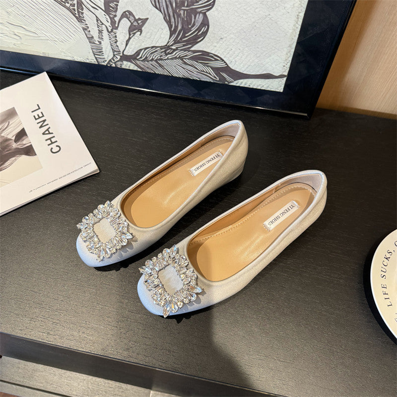 Dame elegante Slipper Ballerina Flade sko med prydede strass-accenter Stilla
