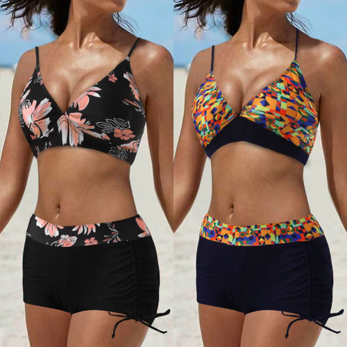 Dame bikini-sæt med blomsterdesign og komfortable højtaljede trusser Stilla
