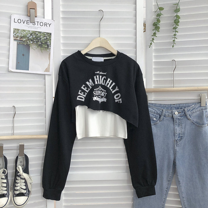 Dame Cropped Graphic Sweatshirt med legende slogan Stilla