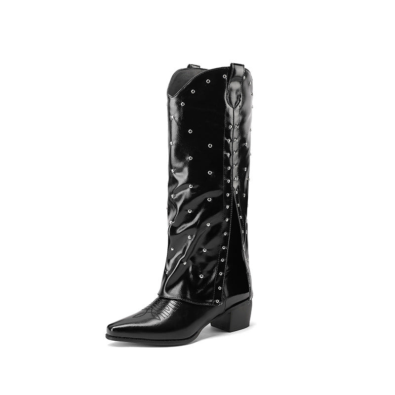 Femme western-inspirerede dekorative stiletto-støvler Stilla