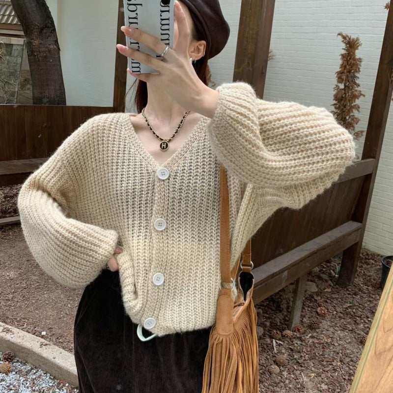 Femme Chunky Strik-cardigan med over størrelsesærmer Stilla