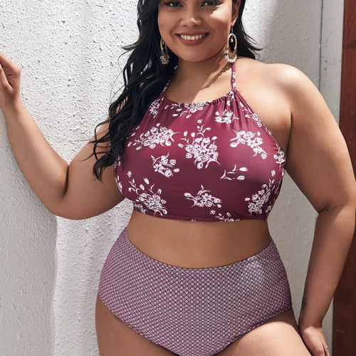 Dame Højskåret Bikini med moderigtigt Cropped-Top Skovae