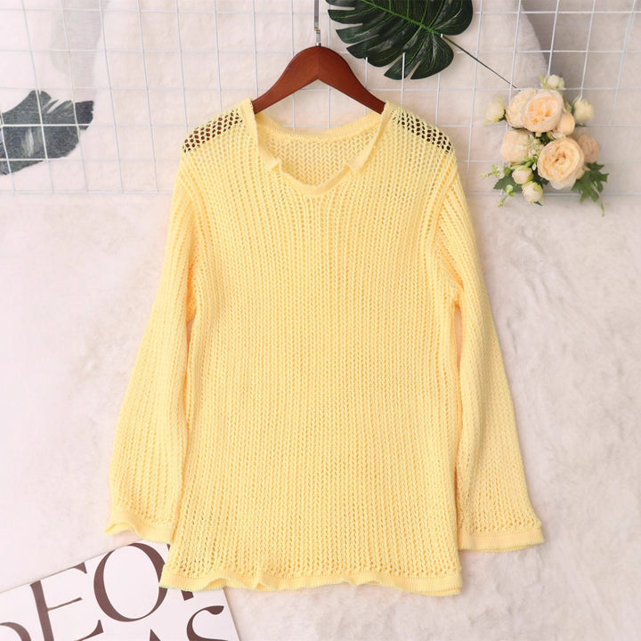 Kvindernes luftige strikkede sweater med moderne netdesign Stilla