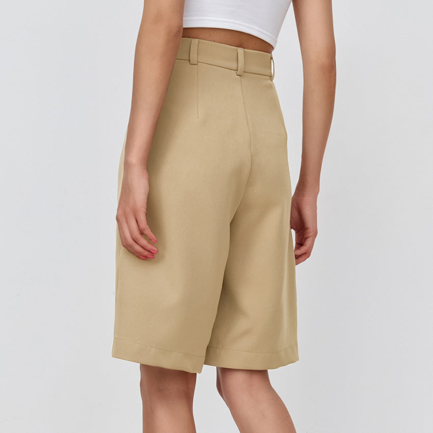 Dame elegante Chino-shorts med høj talje og udvidet snit Stilla