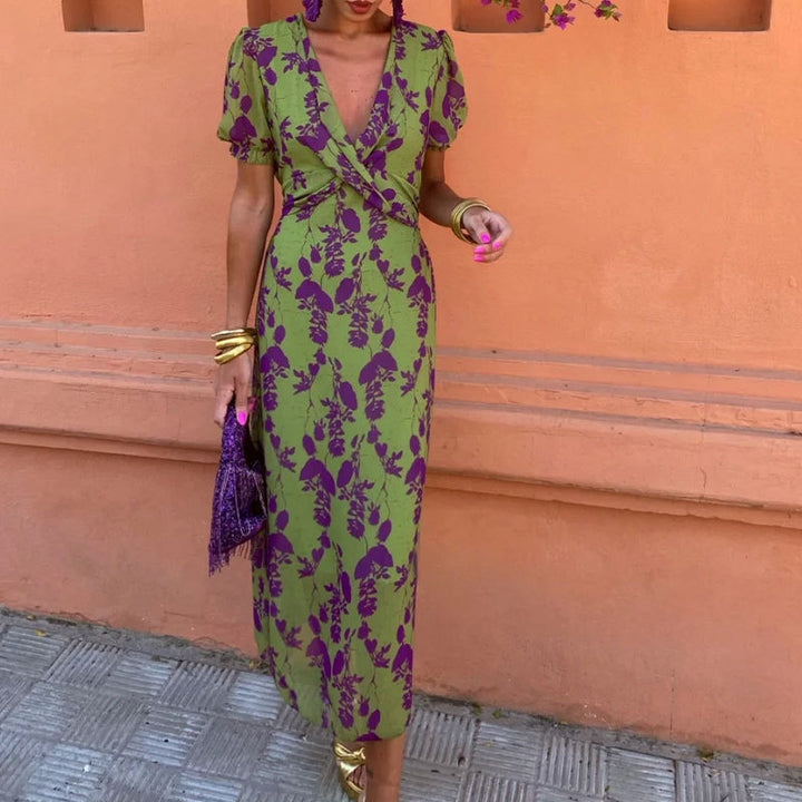Dame Maxikjole med romantisk blomsterdesign Stilla