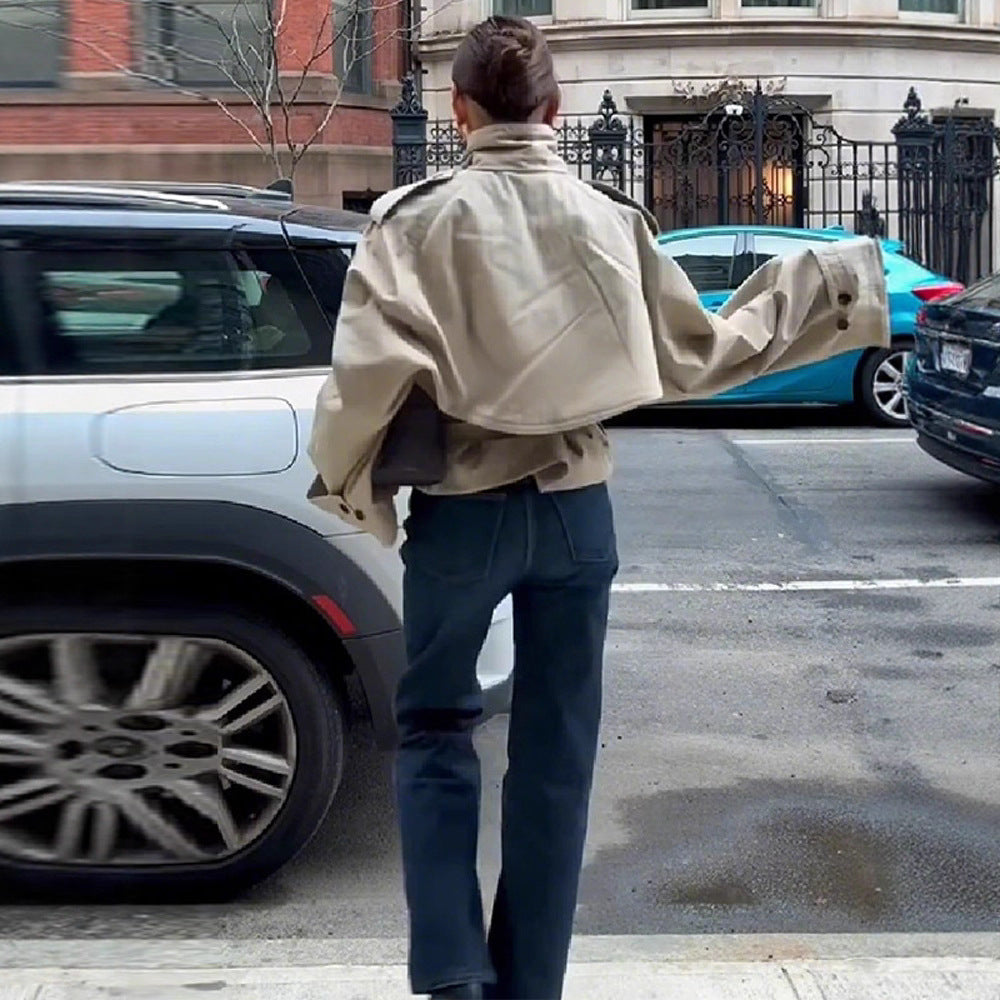 Kvinder Fashionable oversized jakke med bælte Stilla