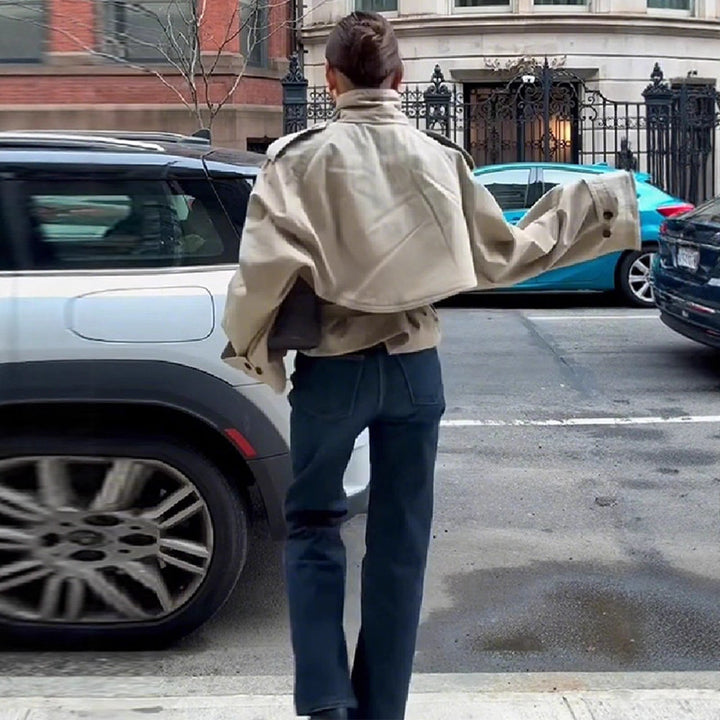 Kvinder Fashionable oversized jakke med bælte Stilla