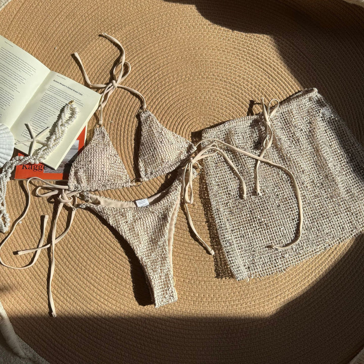 Dame bikinisæt med funklende pailletter og elegant indpakning nederdel mulighed Stilla